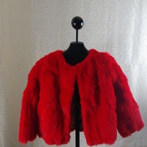 Red fur jacket with clasps